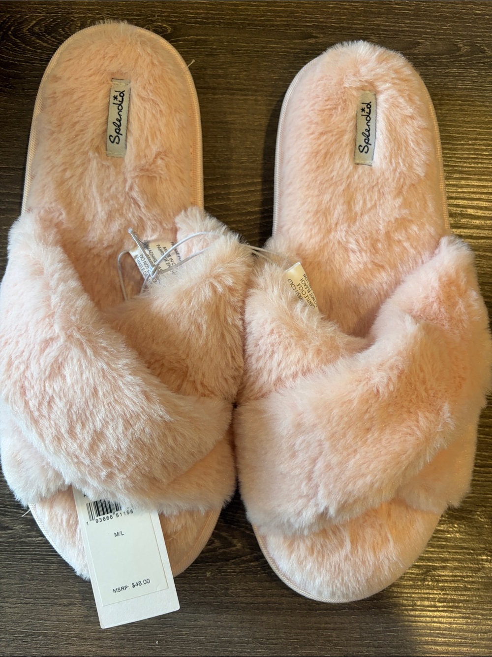 Splendid Pink Plush Slippers | Size M/ L |